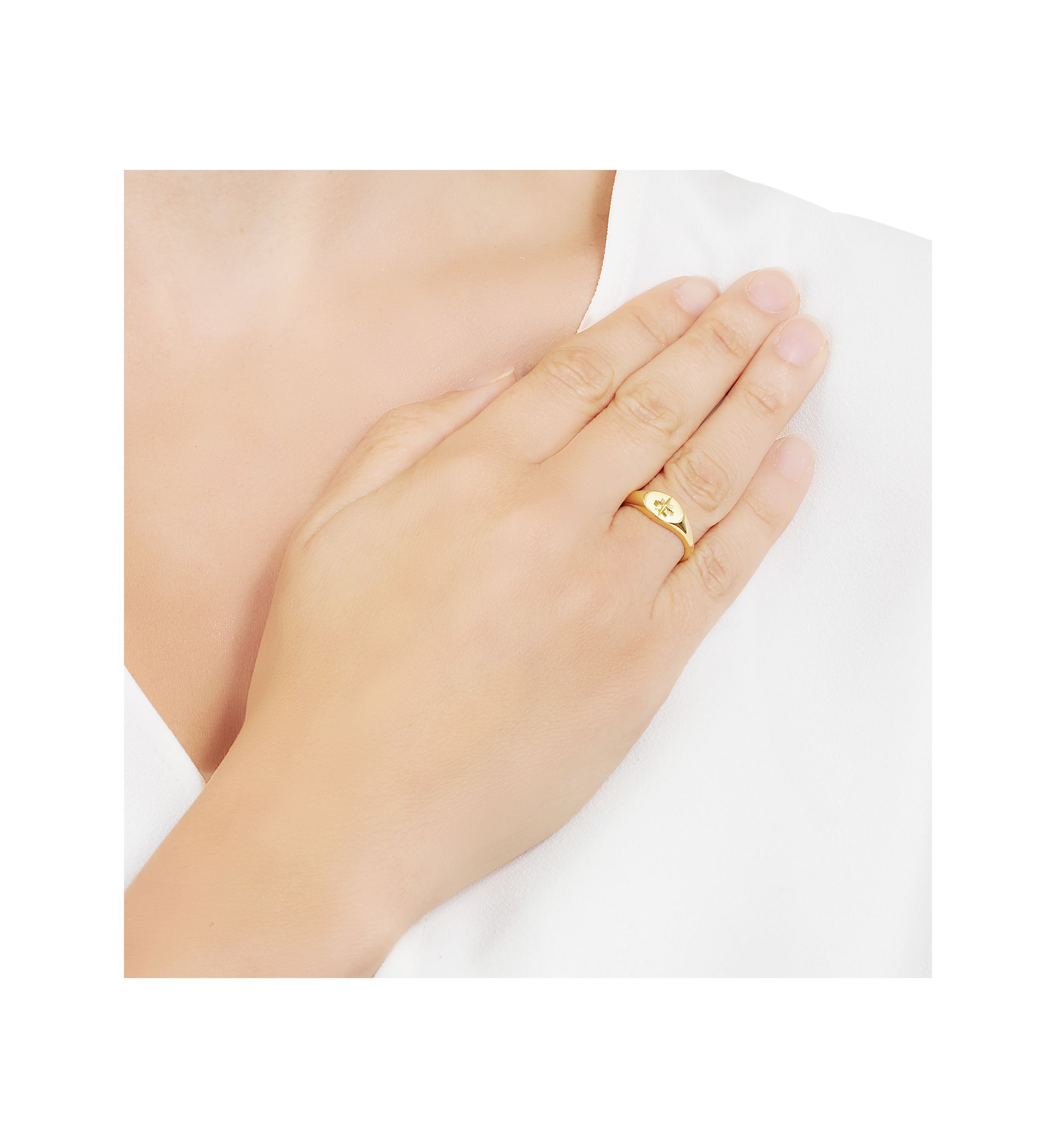 Gold Over Sterling Silver Starburst Signet Ring