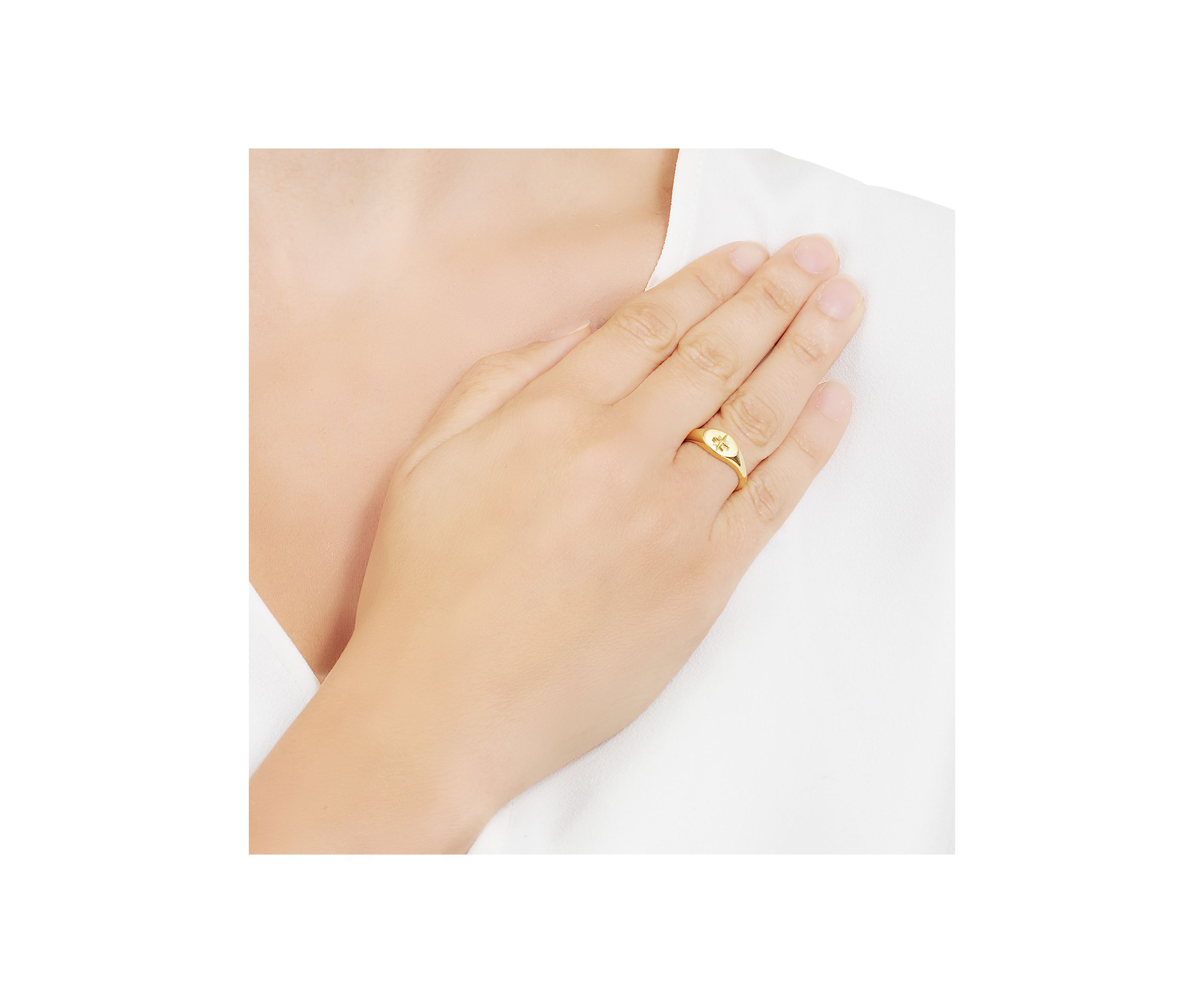 Gold Over Sterling Silver Starburst Signet Ring