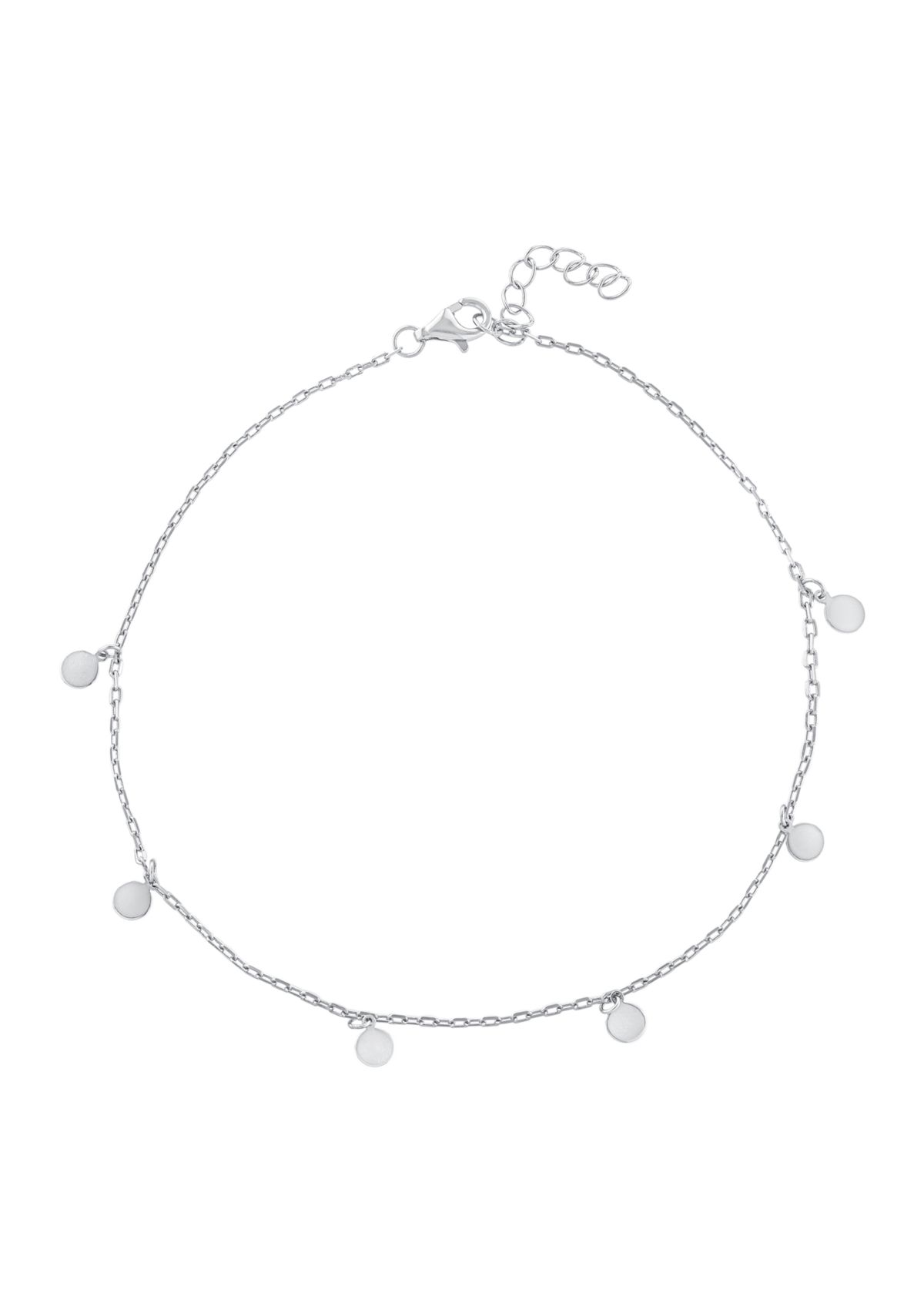 Sterling Silver Dangle Disc on Chain Anklet