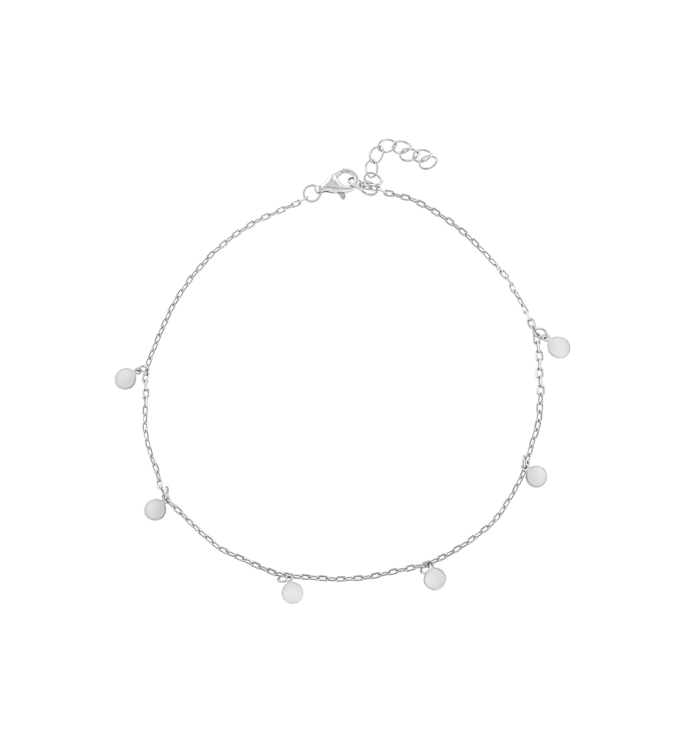Sterling Silver Dangle Disc on Chain Anklet