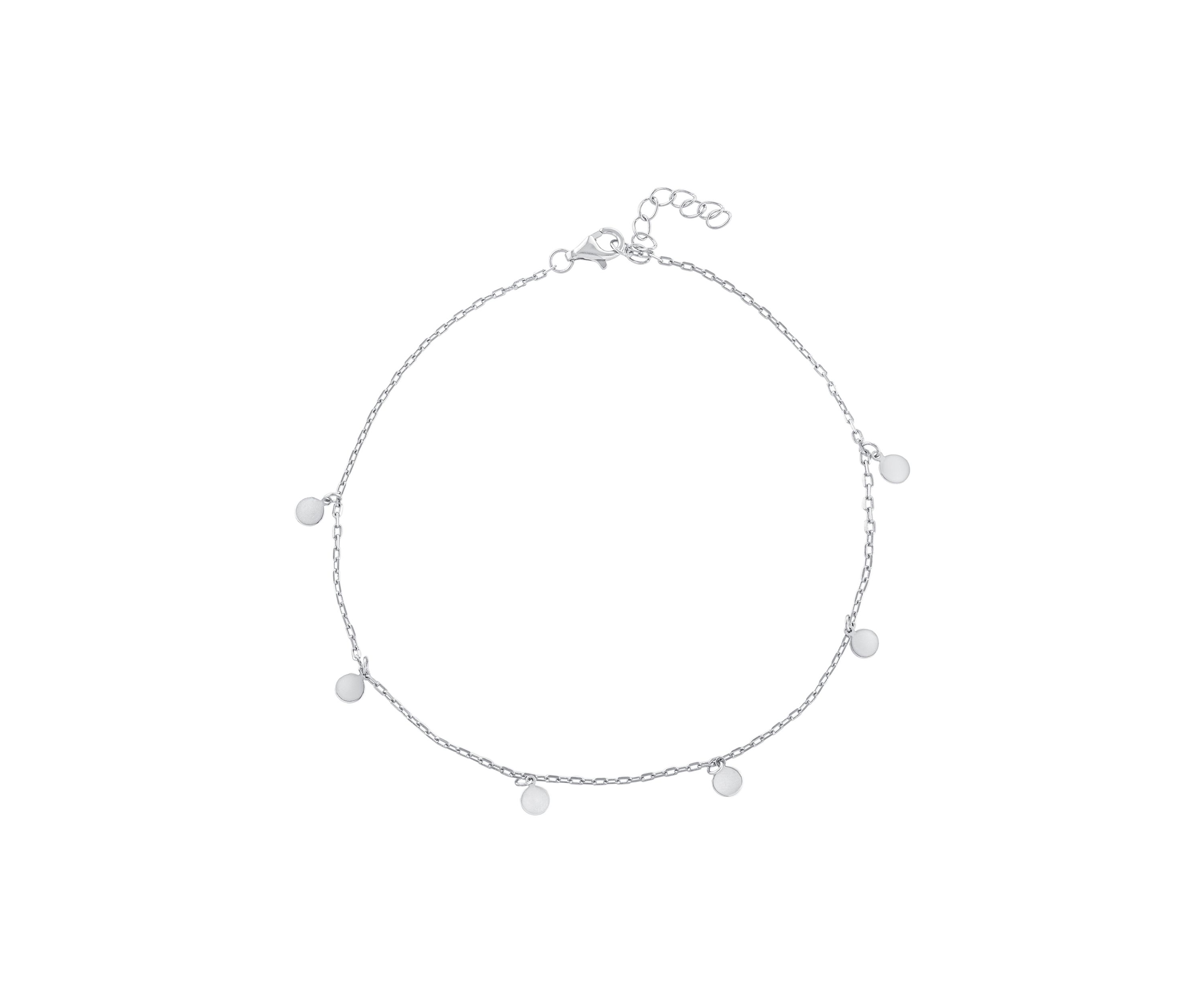 Sterling Silver Dangle Disc on Chain Anklet