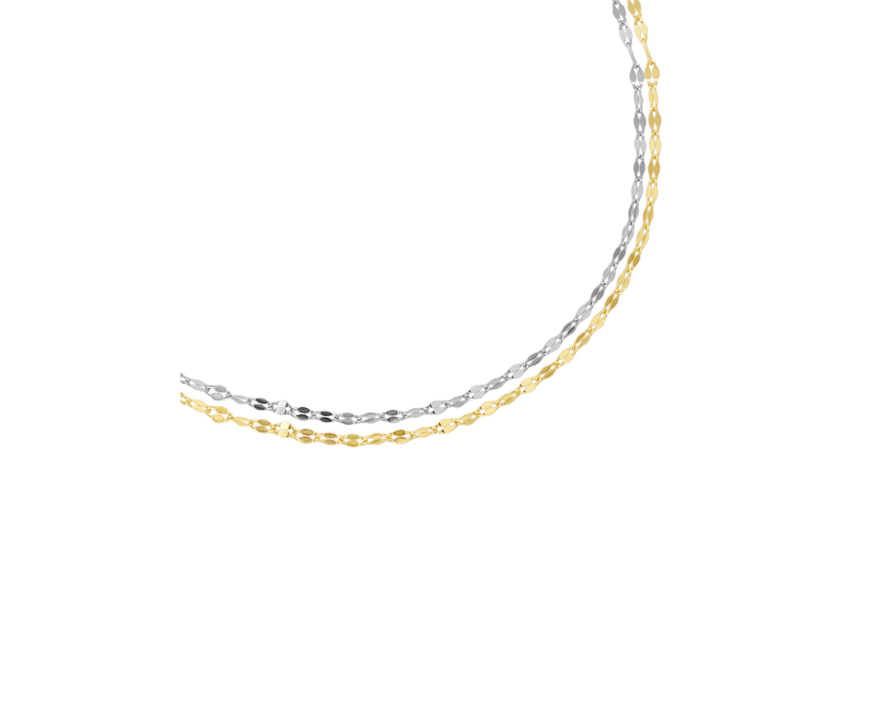 Two Tone Sterling Silver Double Mirror Anklet