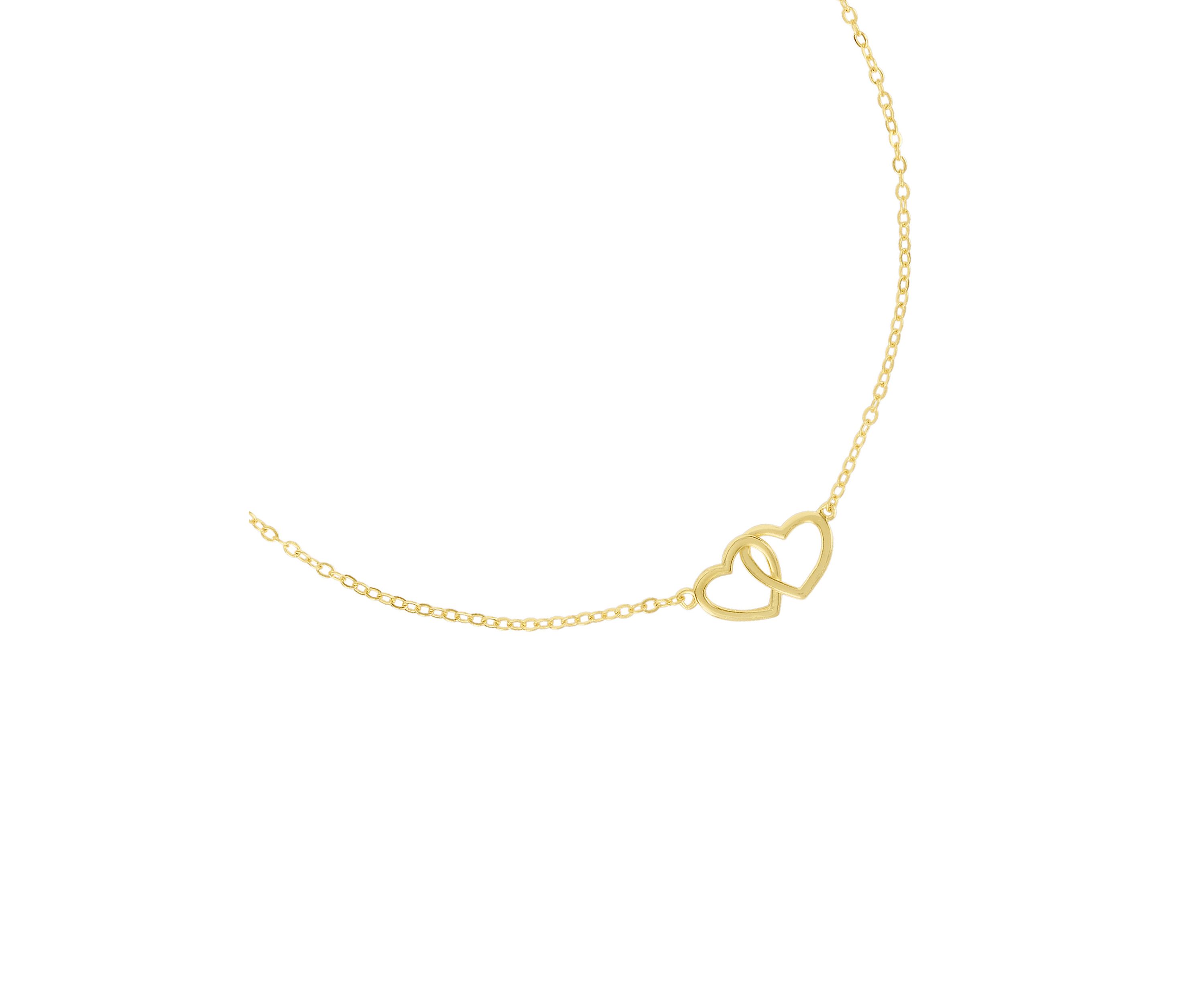 Gold Over Sterling Silver Interlocking Heart Anklet