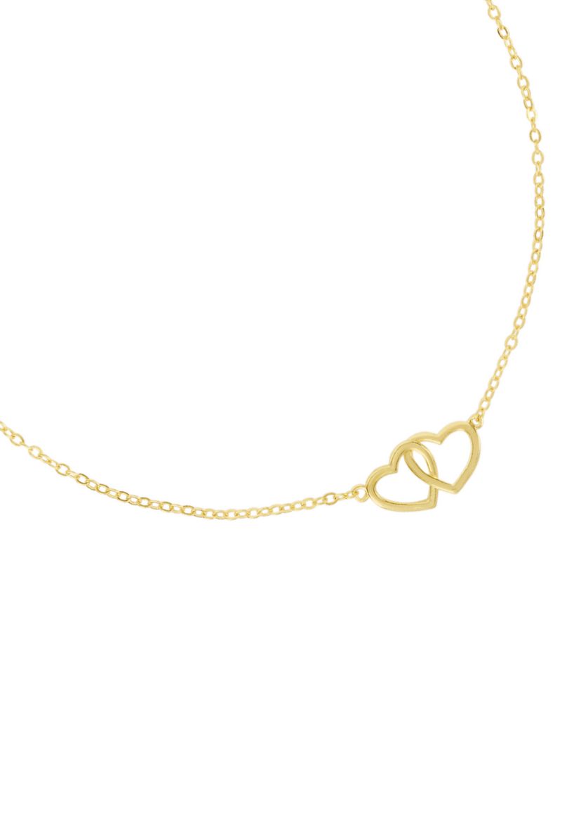 Gold Over Sterling Silver Interlocking Heart Anklet