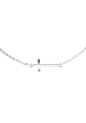 Sterling Silver Sideways Cross Chain Anklet