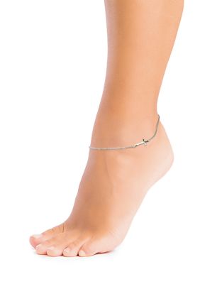 Sterling Silver Sideways Cross Chain Anklet