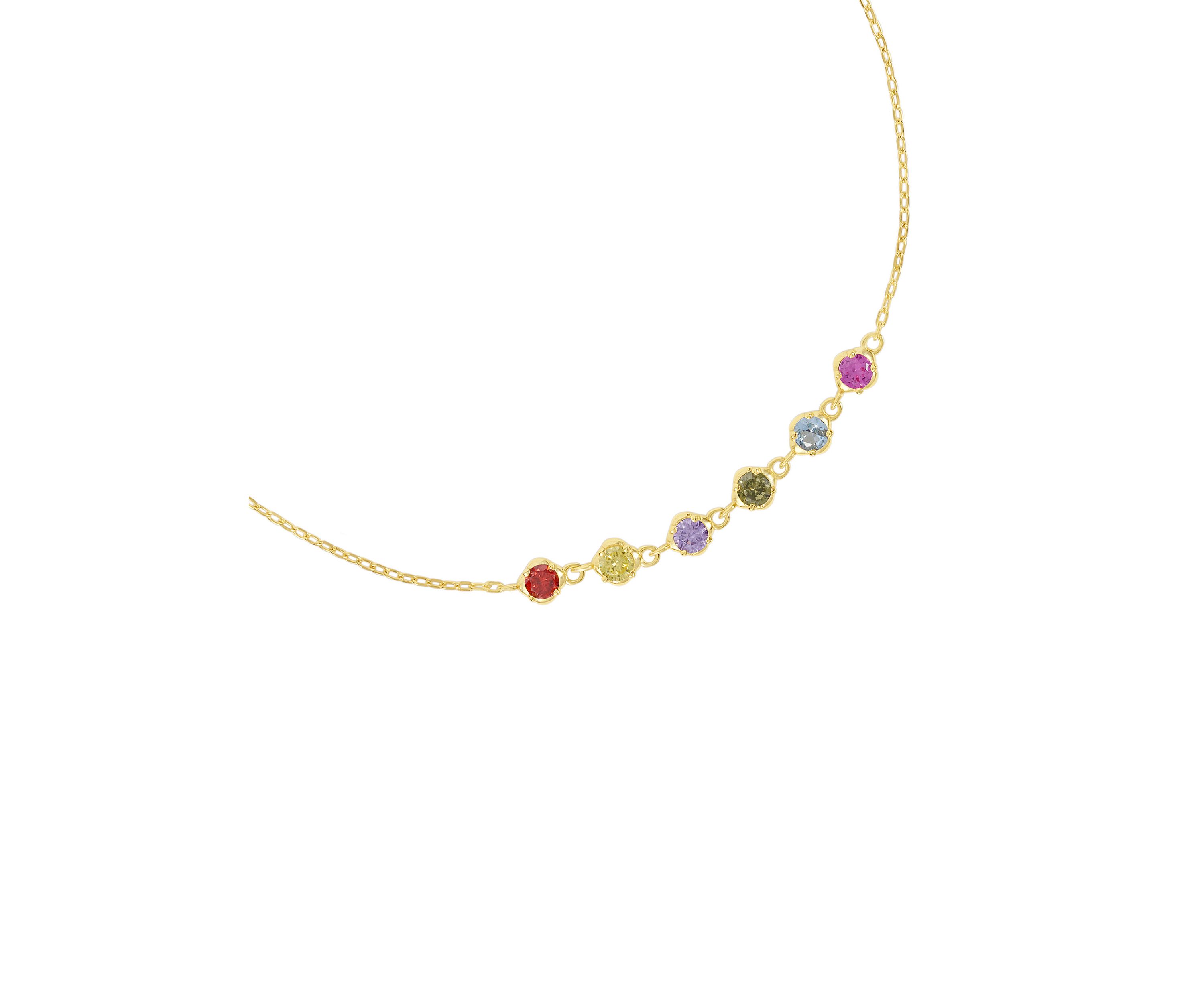 Gold Over Sterling Silver Cubic Zirconia Multi Cable Anklet