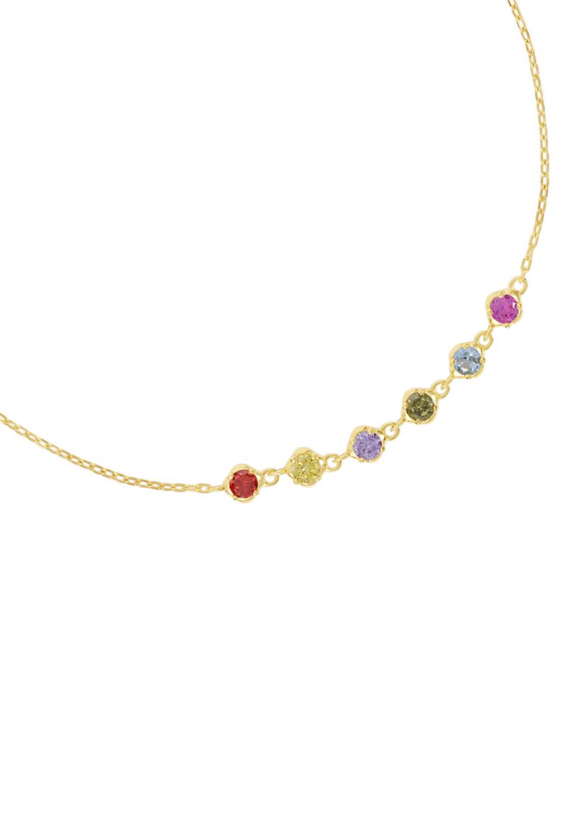 Gold Over Sterling Silver Cubic Zirconia Multi Cable Anklet