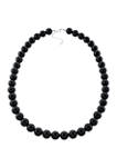 Sterling Silver Black Chalcedony Beaded Necklace