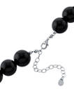 Sterling Silver Black Chalcedony Beaded Necklace