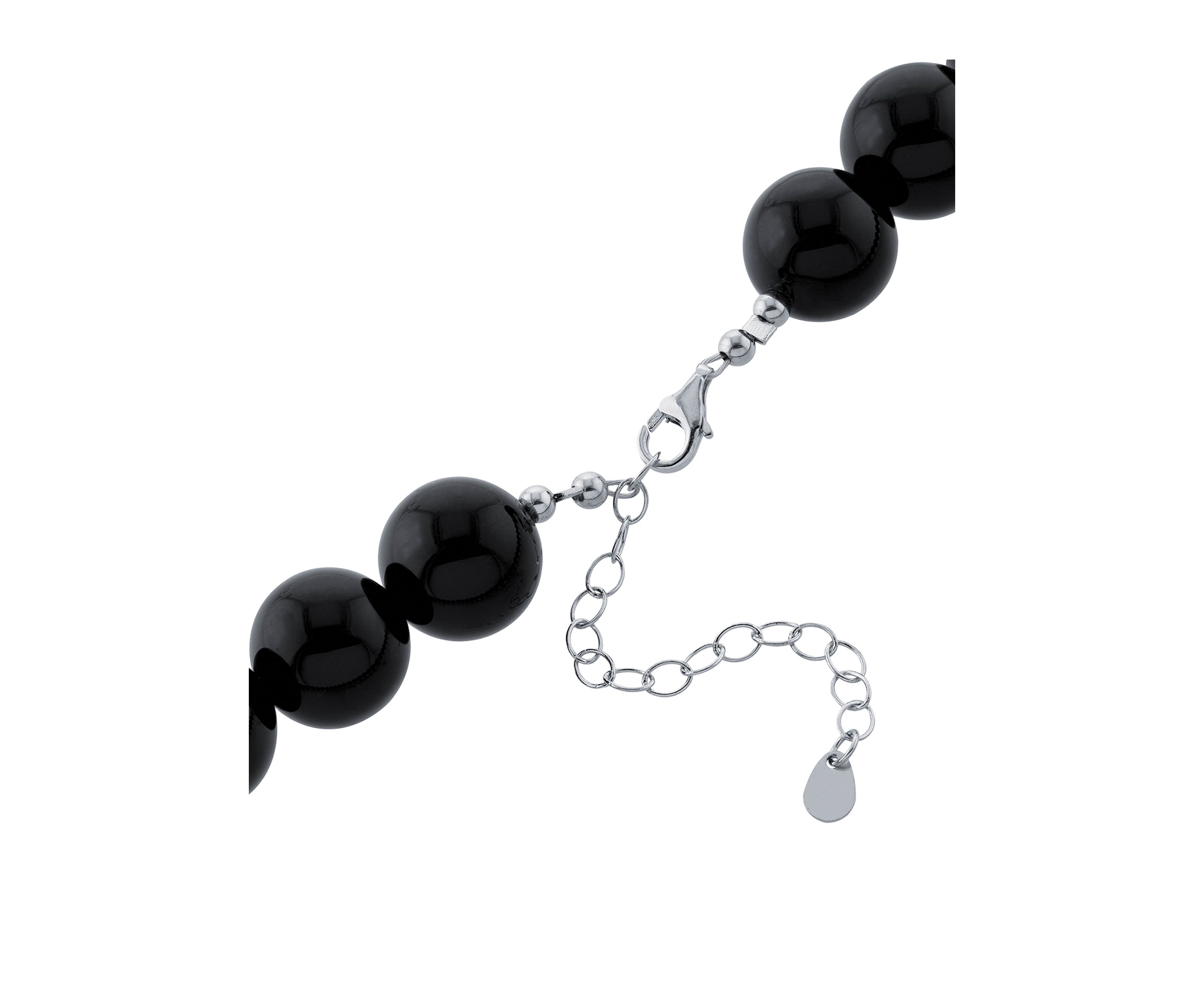 Sterling Silver Black Chalcedony Beaded Necklace