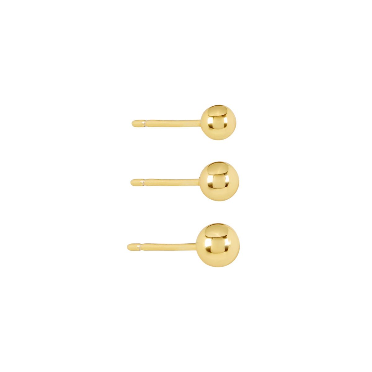 Gold Plated 4mm,5mm,6mm Trio Ball Stud Earring Set