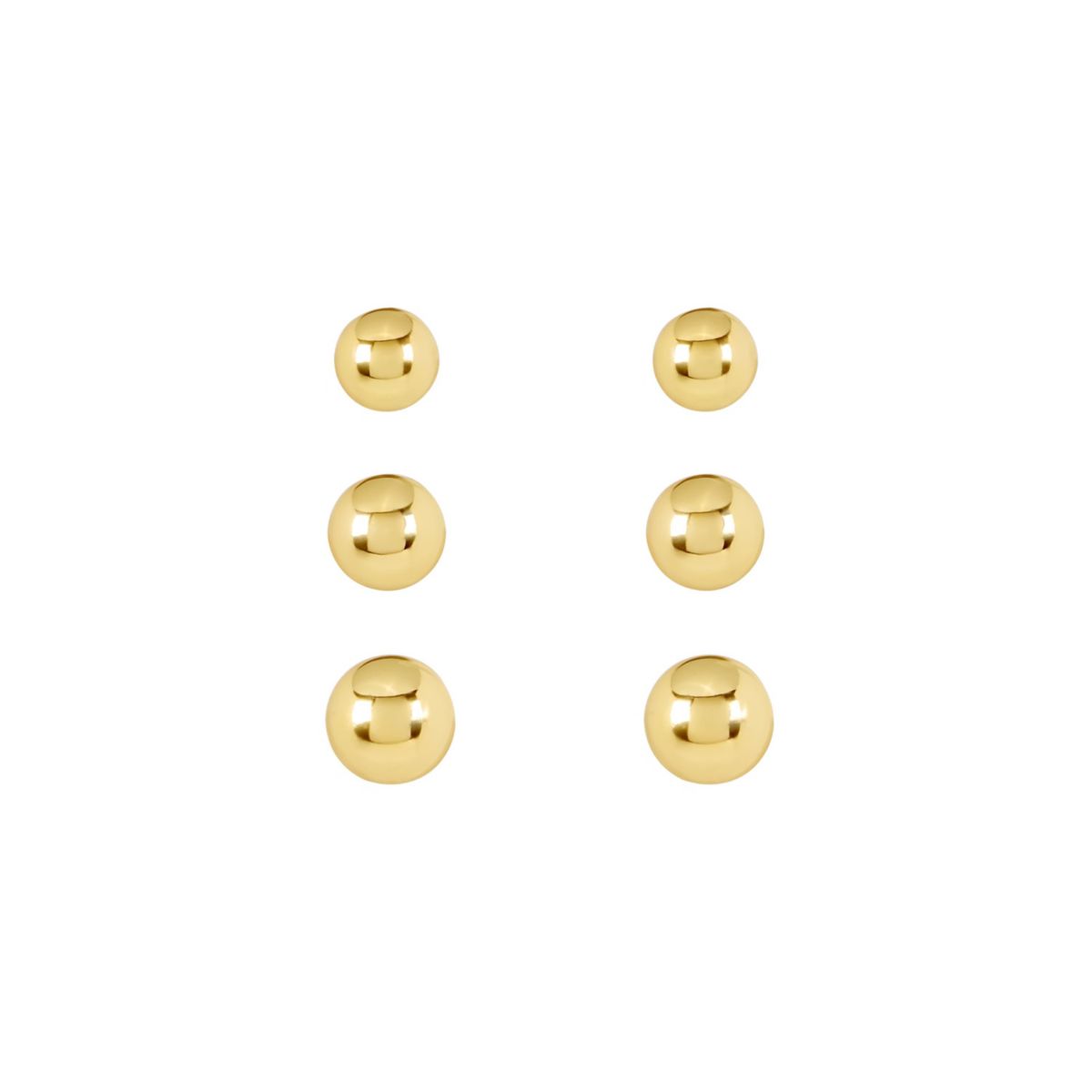 Gold Plated 4mm,5mm,6mm Trio Ball Stud Earring Set