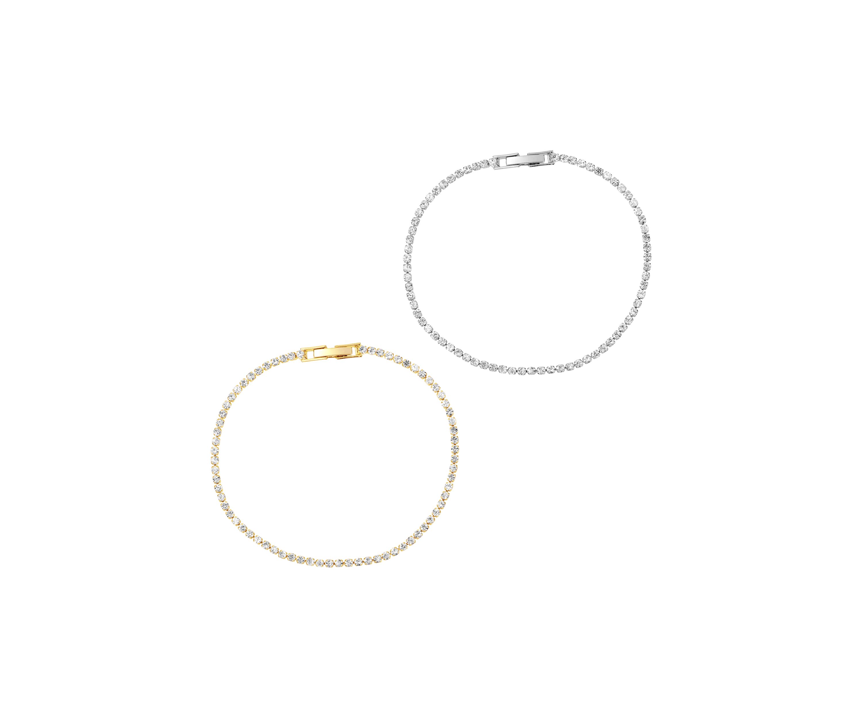 Silver Plated and Gold Plated Crystal Tennis Bracelet Set