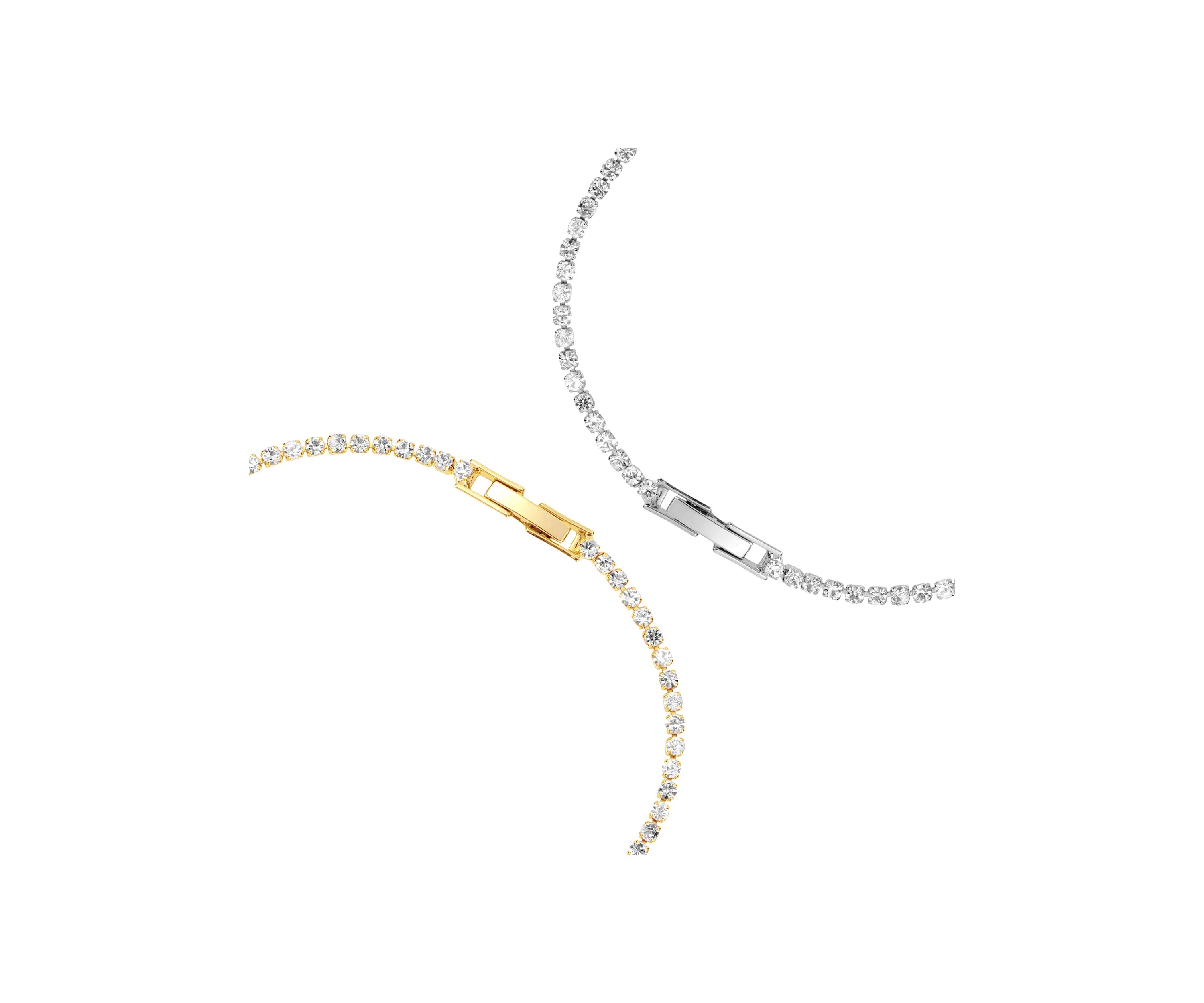 Silver Plated and Gold Plated Crystal Tennis Bracelet Set