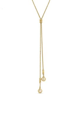 Gold-Tone Pearl Lariat Necklace