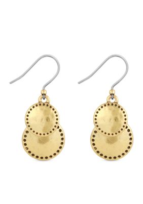 Lucky Brand Two Tone Open Work Drop Earrings, One Size, metal