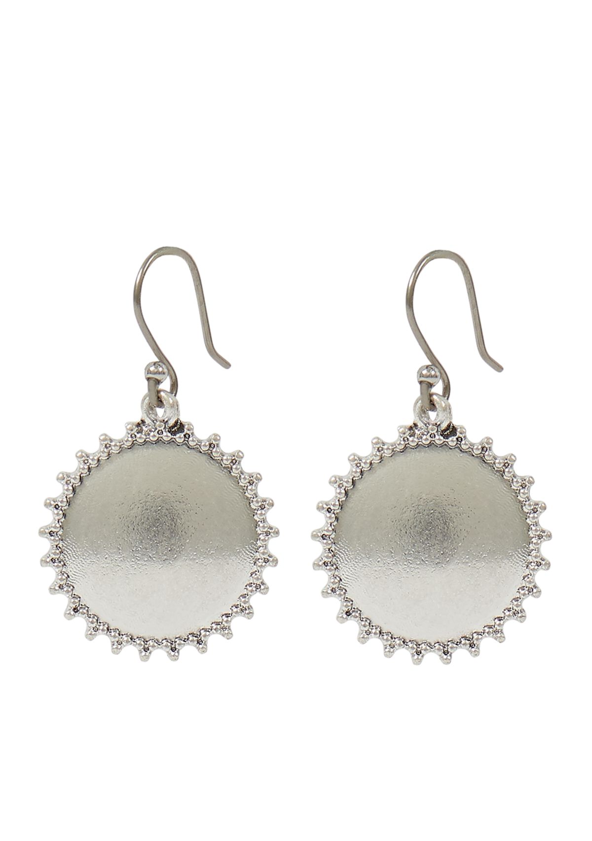 Silver Disc Drop Earrings