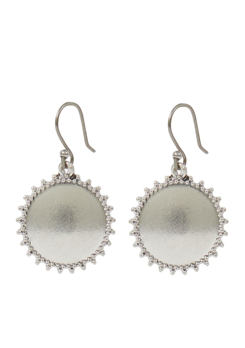 Silver Disc Drop Earrings
