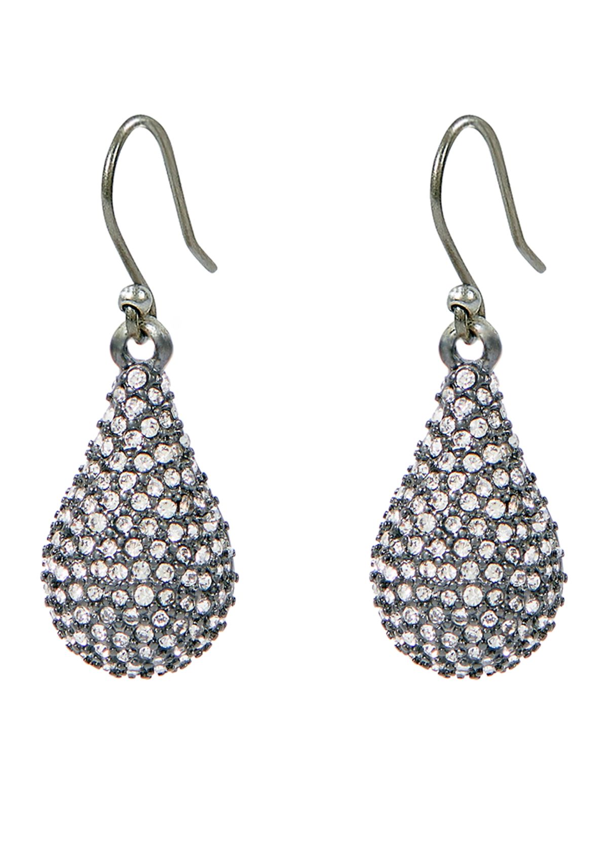 Oxidized Pave Teardrop Earring
