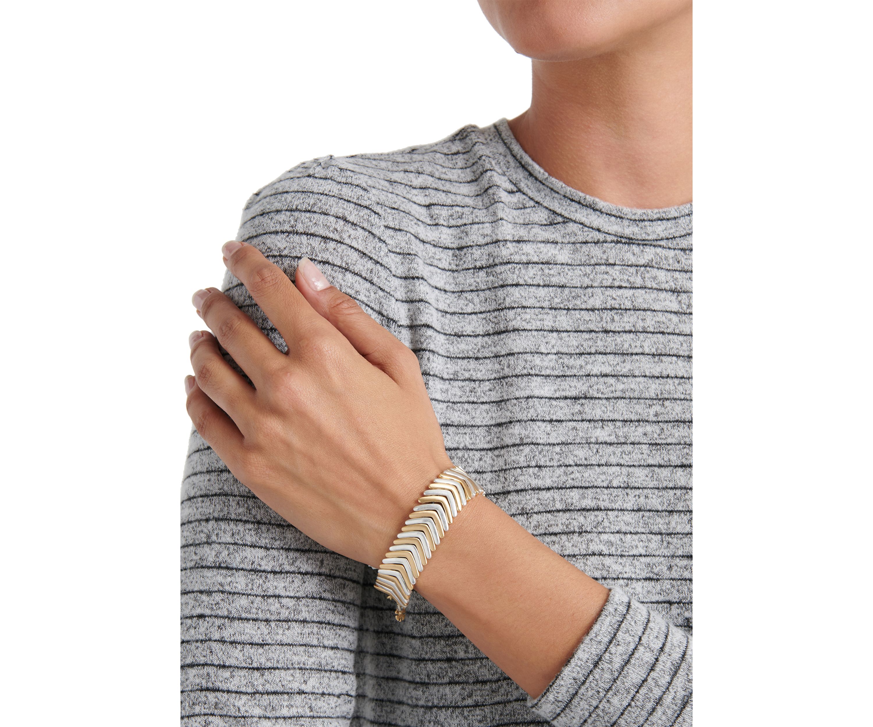 2 Tone Chevron Link Bracelet