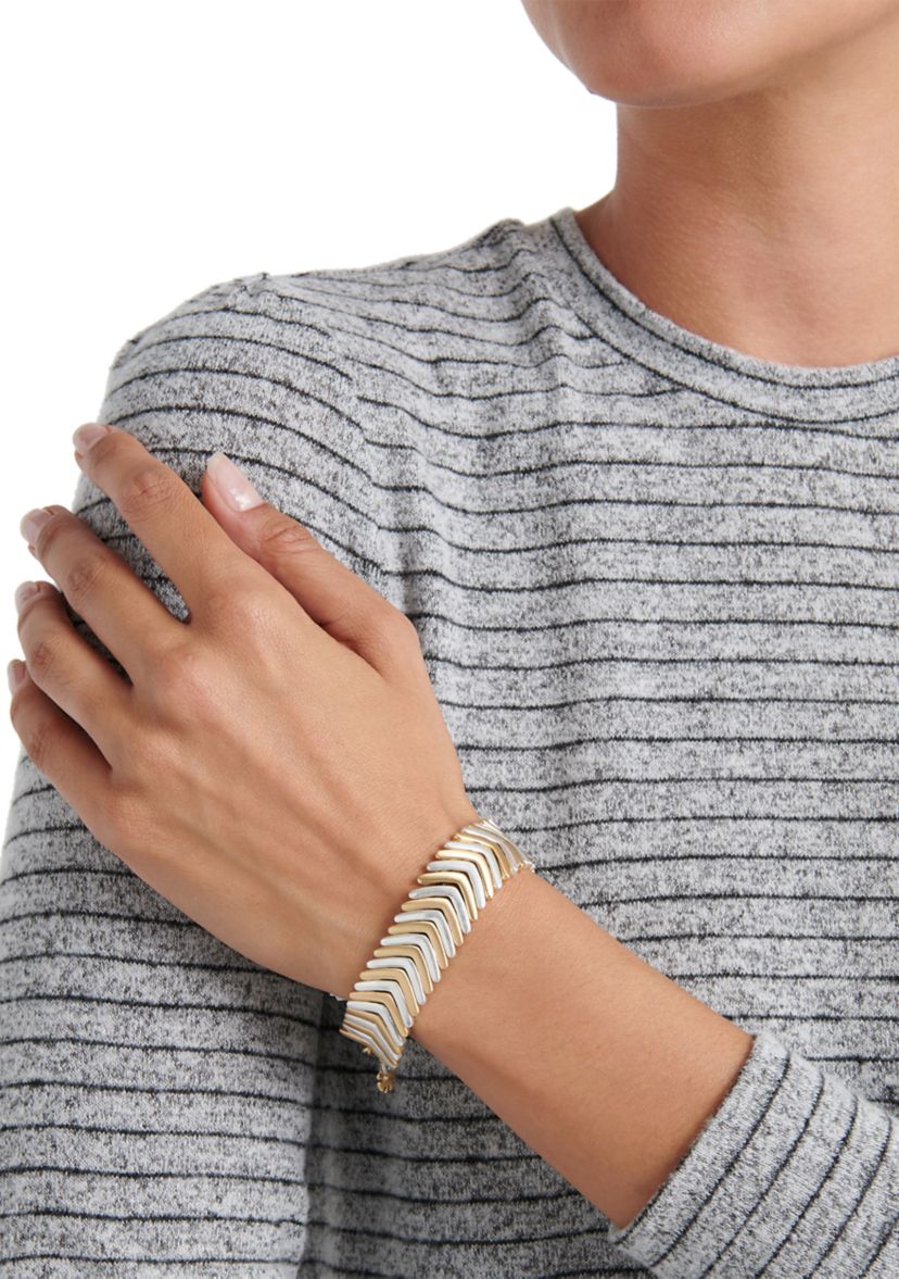 2 Tone Chevron Link Bracelet
