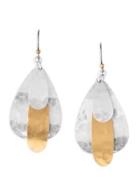  lucky brand two tone double layer earrings: Clothing