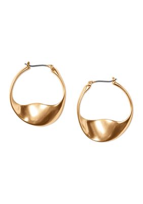 Lucky Brand Gold-Tone Modern Twist Hoop Earrings