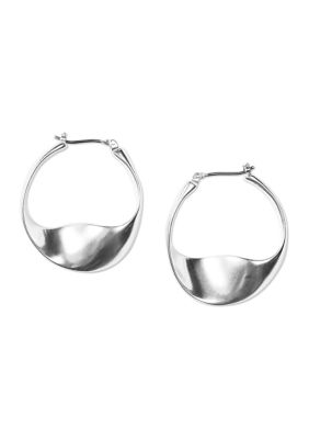 Lucky Brand Silver-Tone Modern Twist Hoop Earrings
