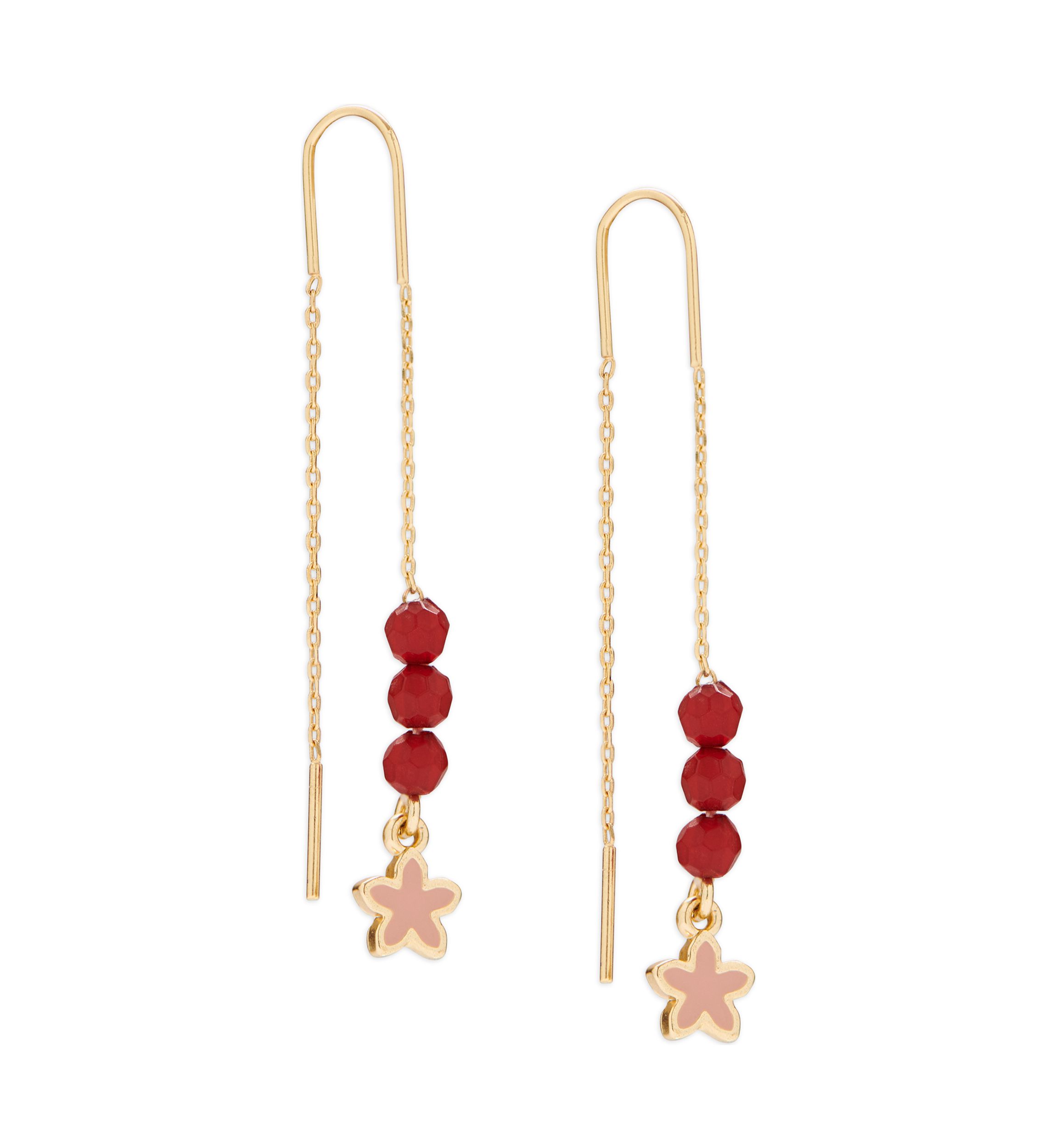 Beaded Star Threader Earrings 