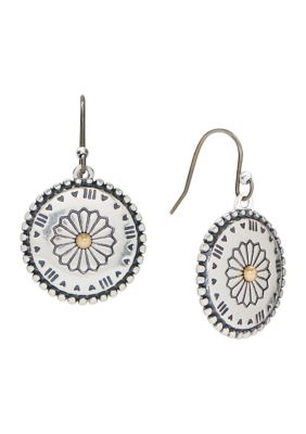 Lucky Brand Etch Concho Coin Drop Earrings