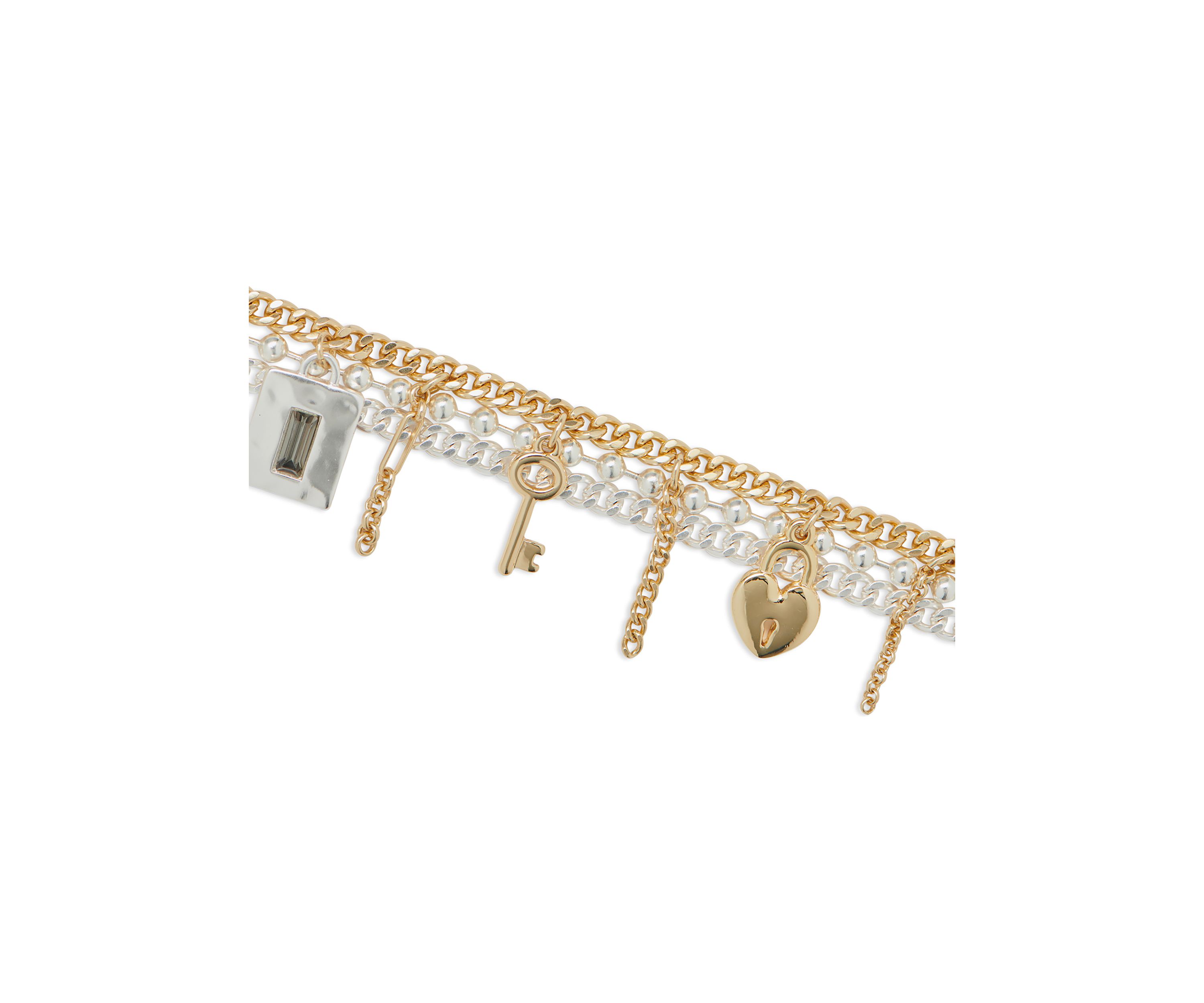 Heart Lock Charm Layer Bracelet