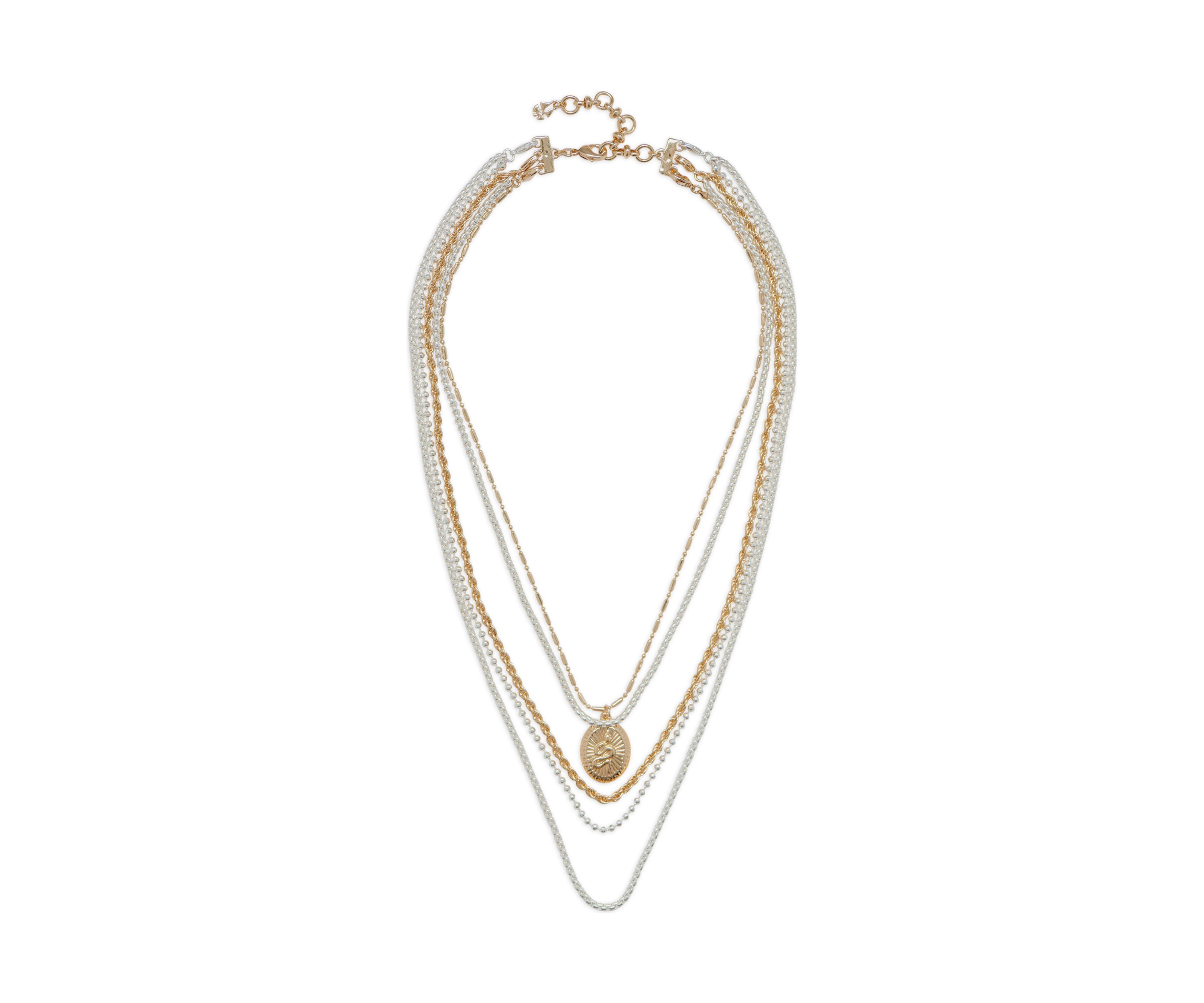 Drama Chain Layer Necklace with Snake Pendant