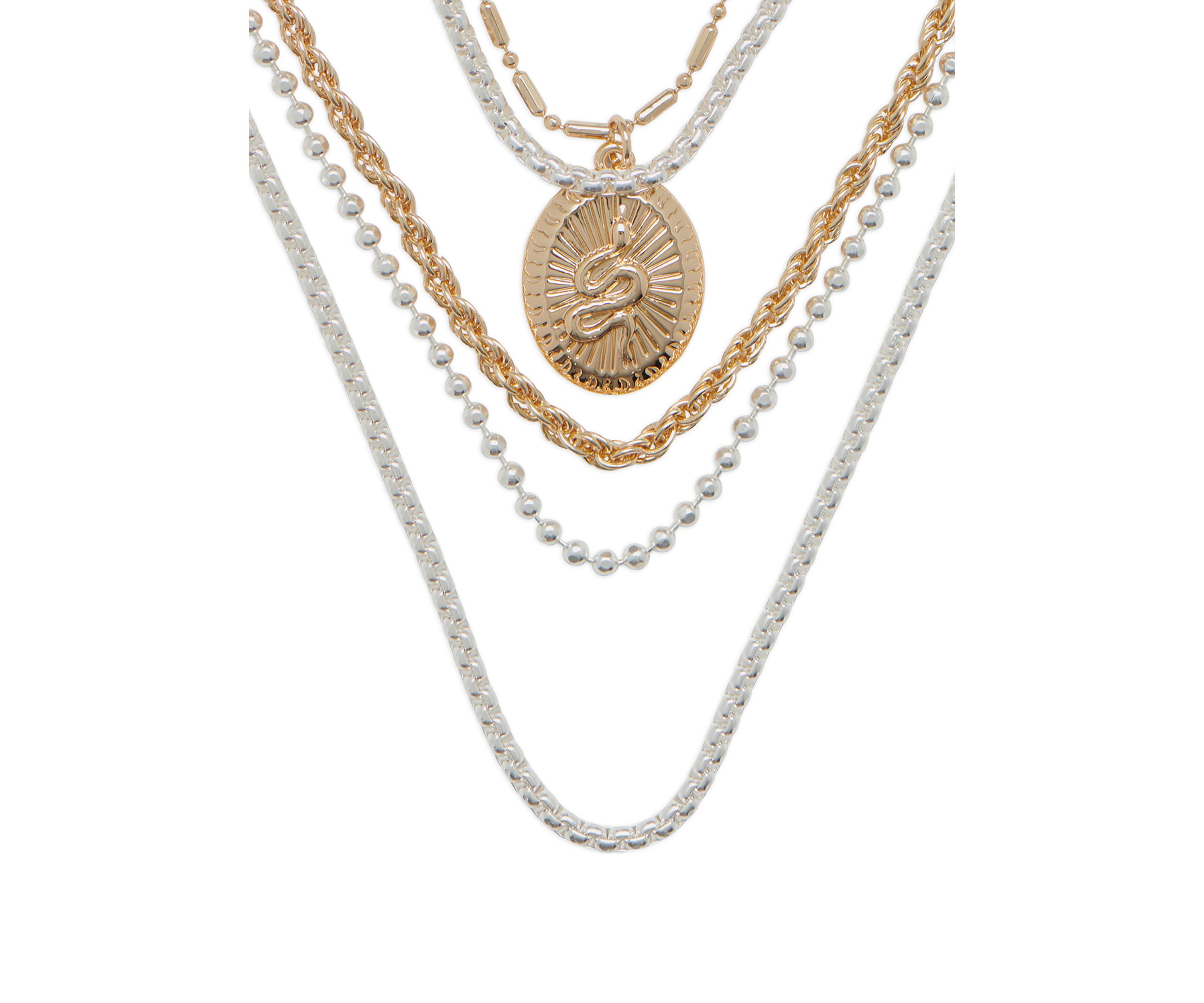 Drama Chain Layer Necklace with Snake Pendant