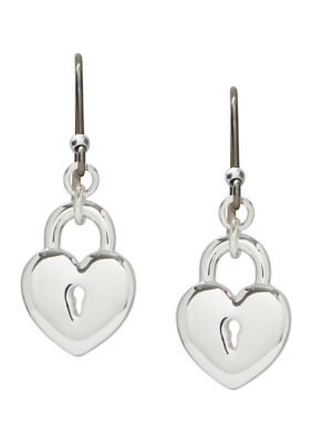 Lucky Brand Heart Lock Drop Earrings