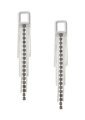  lucky brand two tone double layer earrings: Clothing