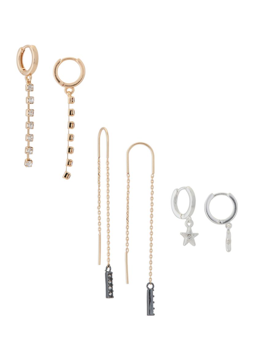 Sparkle and Star Hoop Earrings Set
