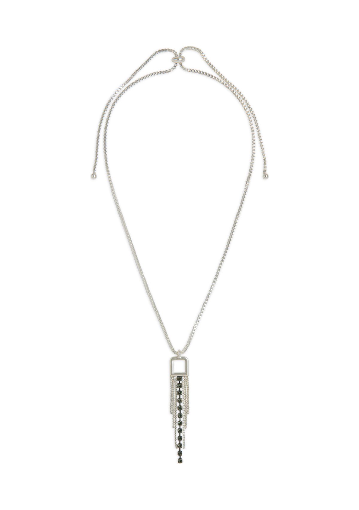 Two Tone Fringe Pendant Necklace