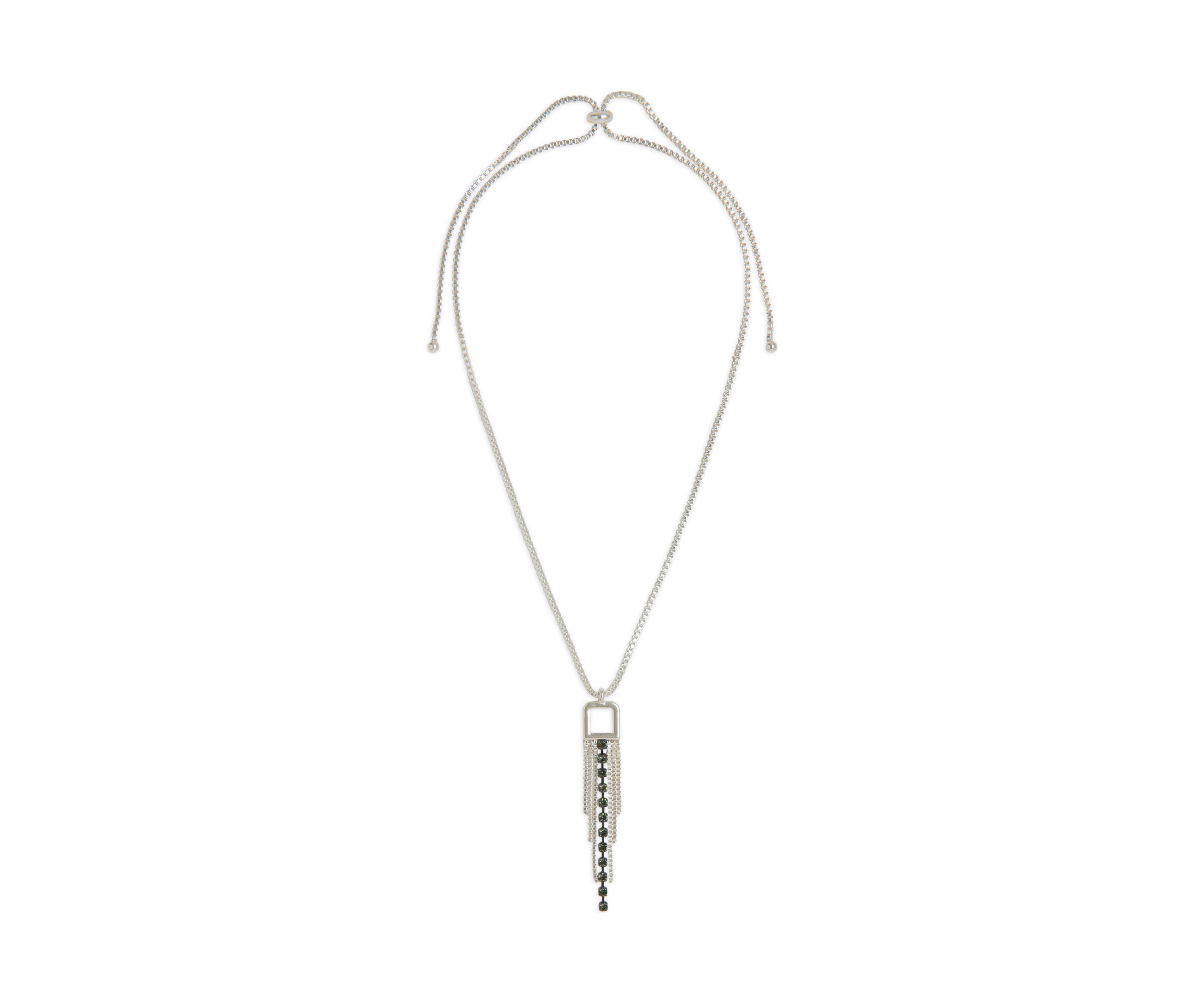 Two Tone Fringe Pendant Necklace