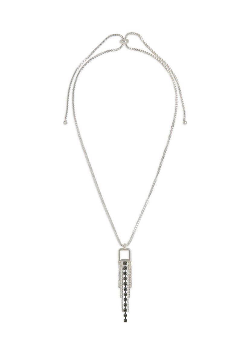 Two Tone Fringe Pendant Necklace