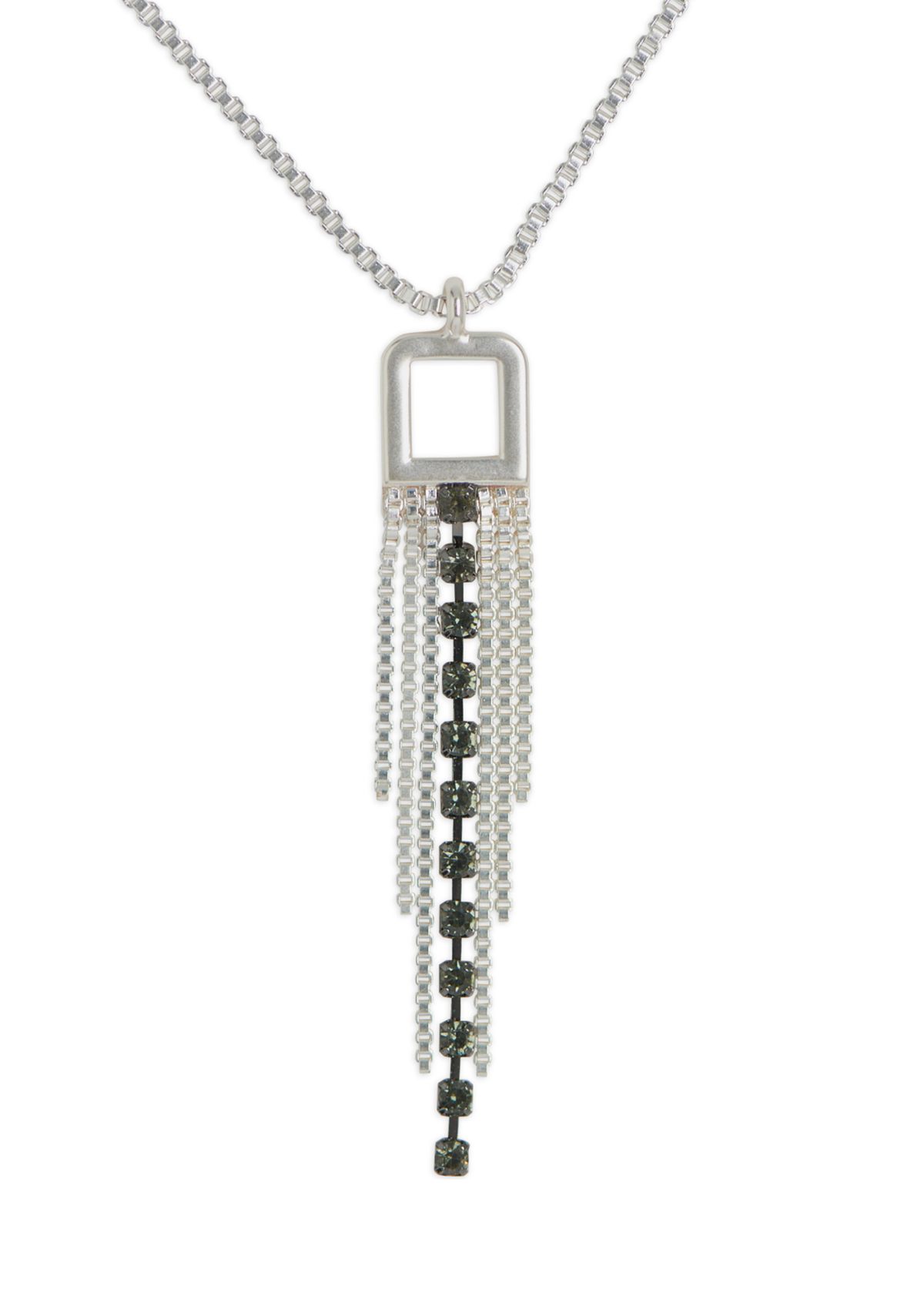 Two Tone Fringe Pendant Necklace