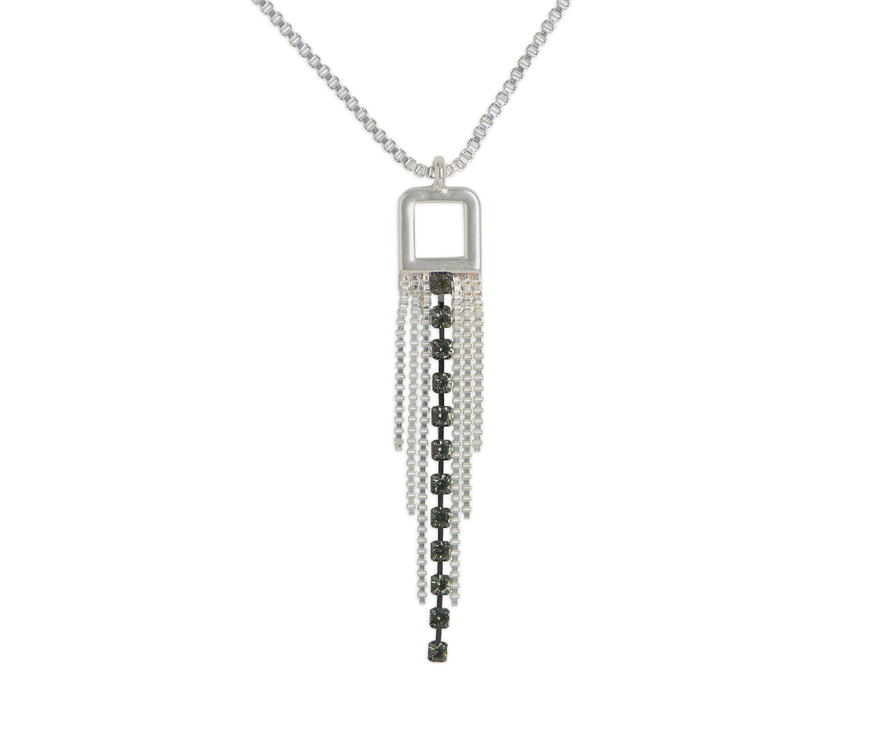 Two Tone Fringe Pendant Necklace