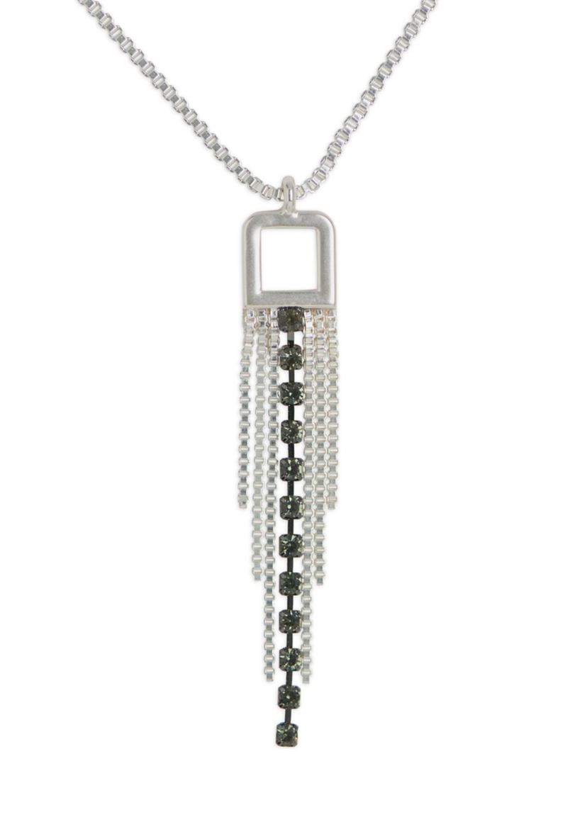 Two Tone Fringe Pendant Necklace