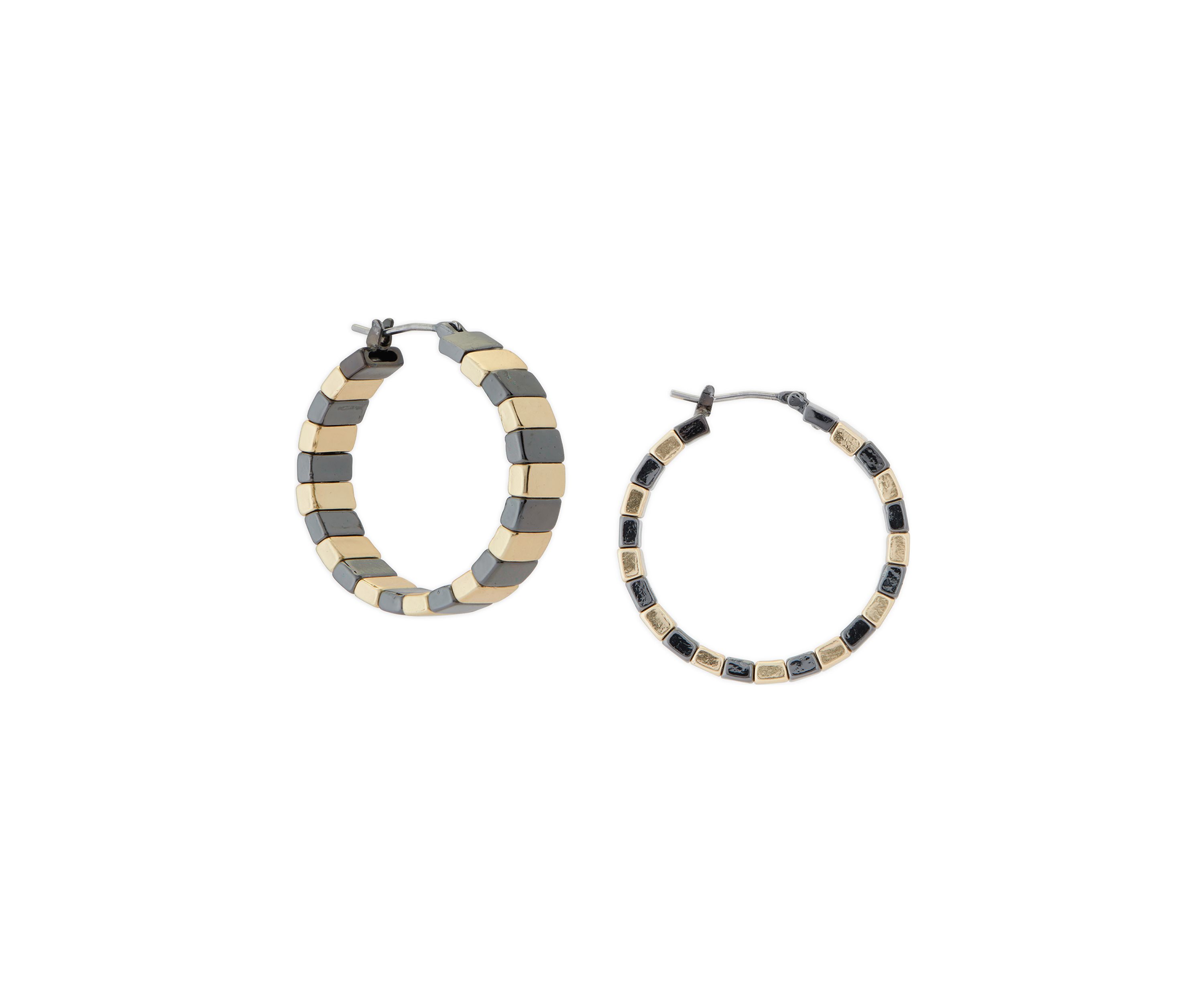 Chunky Two Tone Bar Hoop Earrings