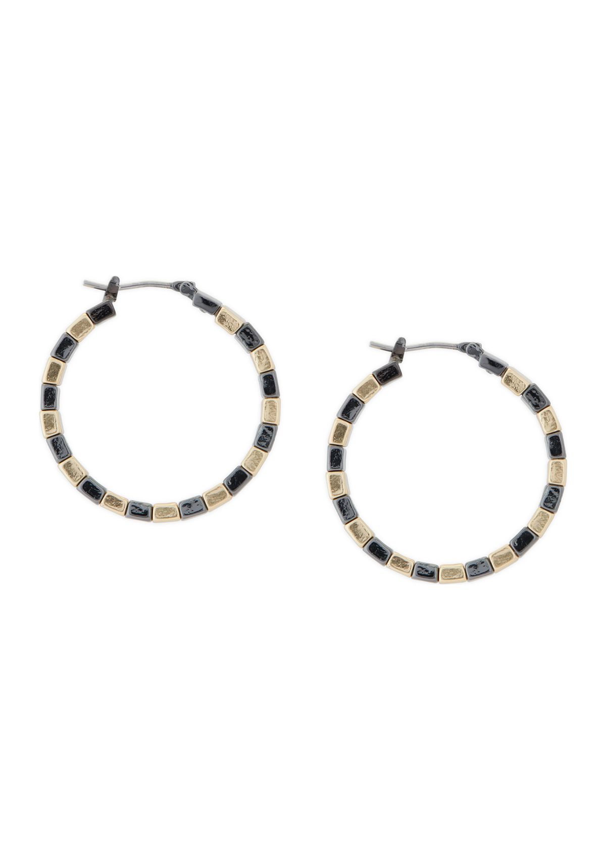 Chunky Two Tone Bar Hoop Earrings