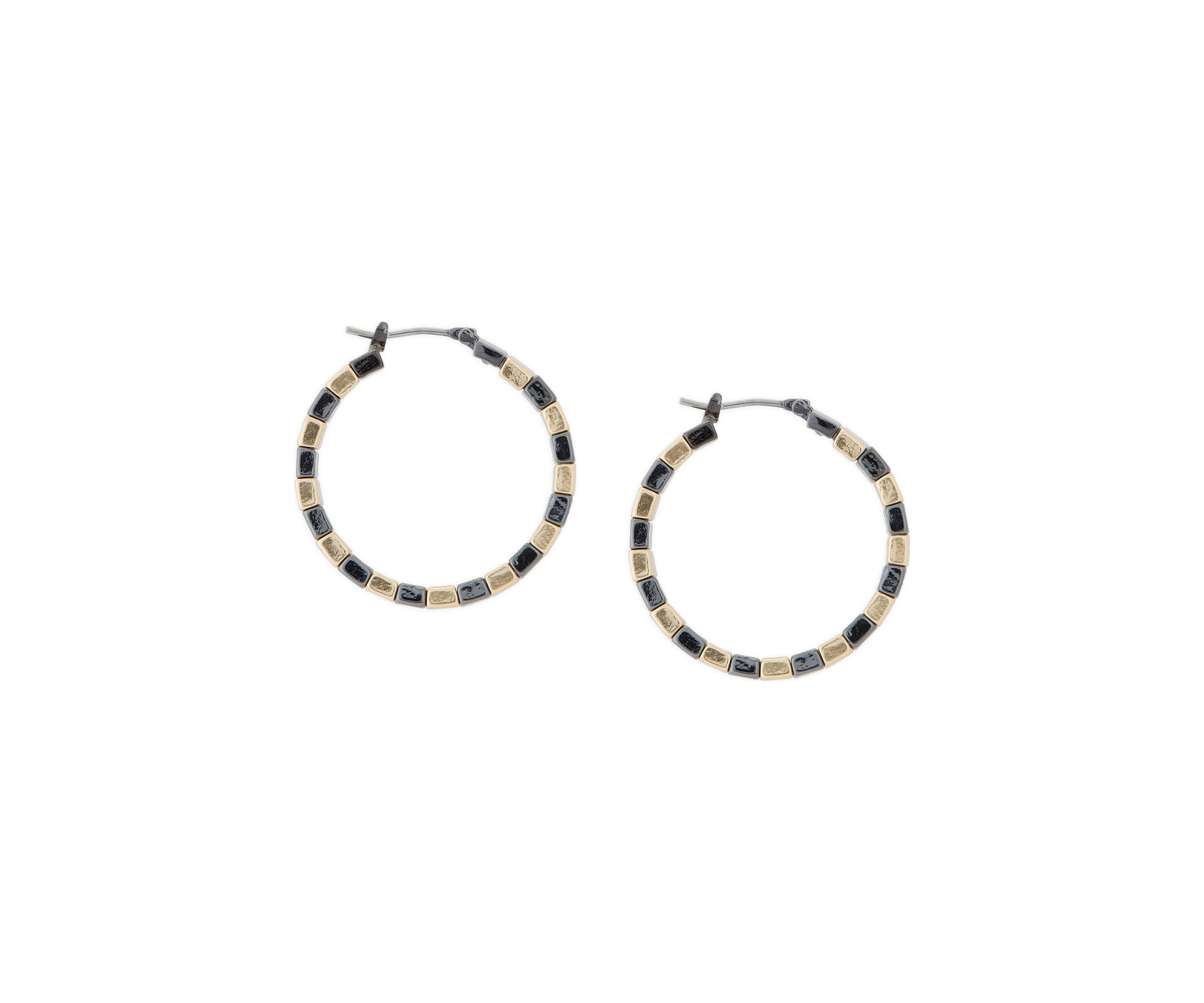 Chunky Two Tone Bar Hoop Earrings