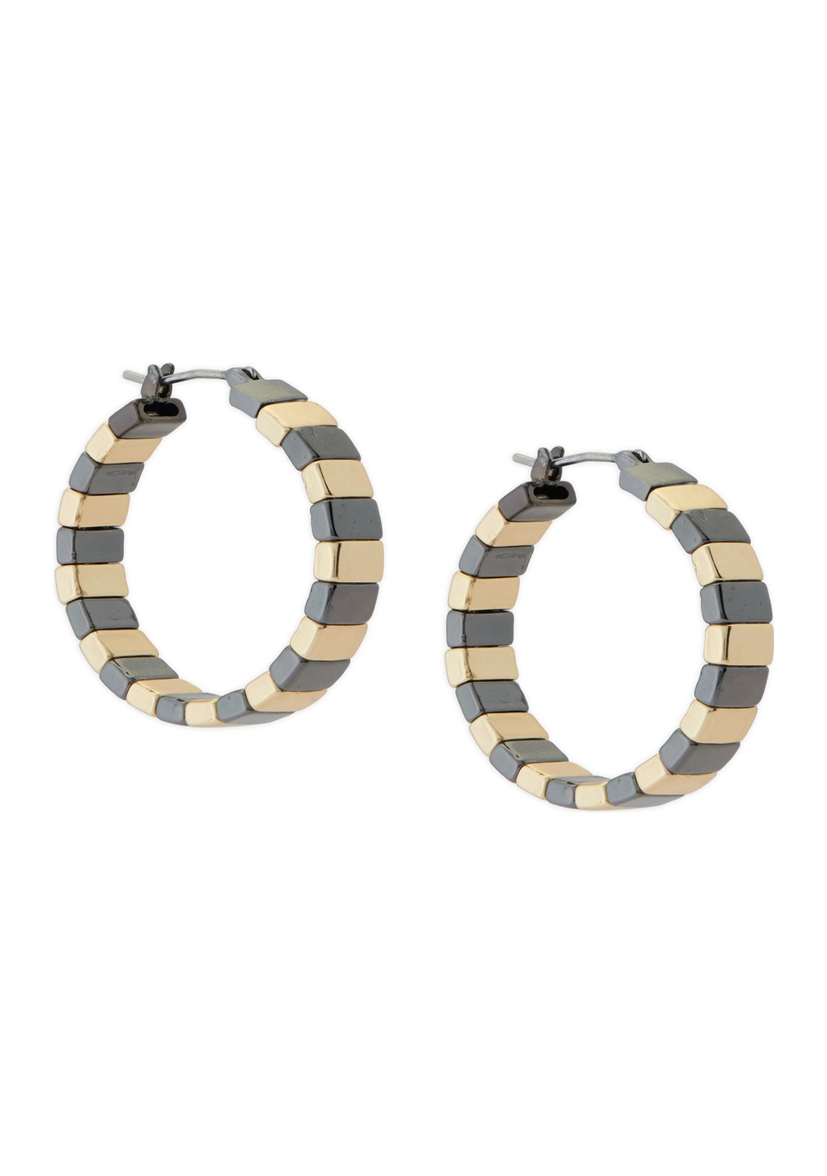 Chunky Two Tone Bar Hoop Earrings