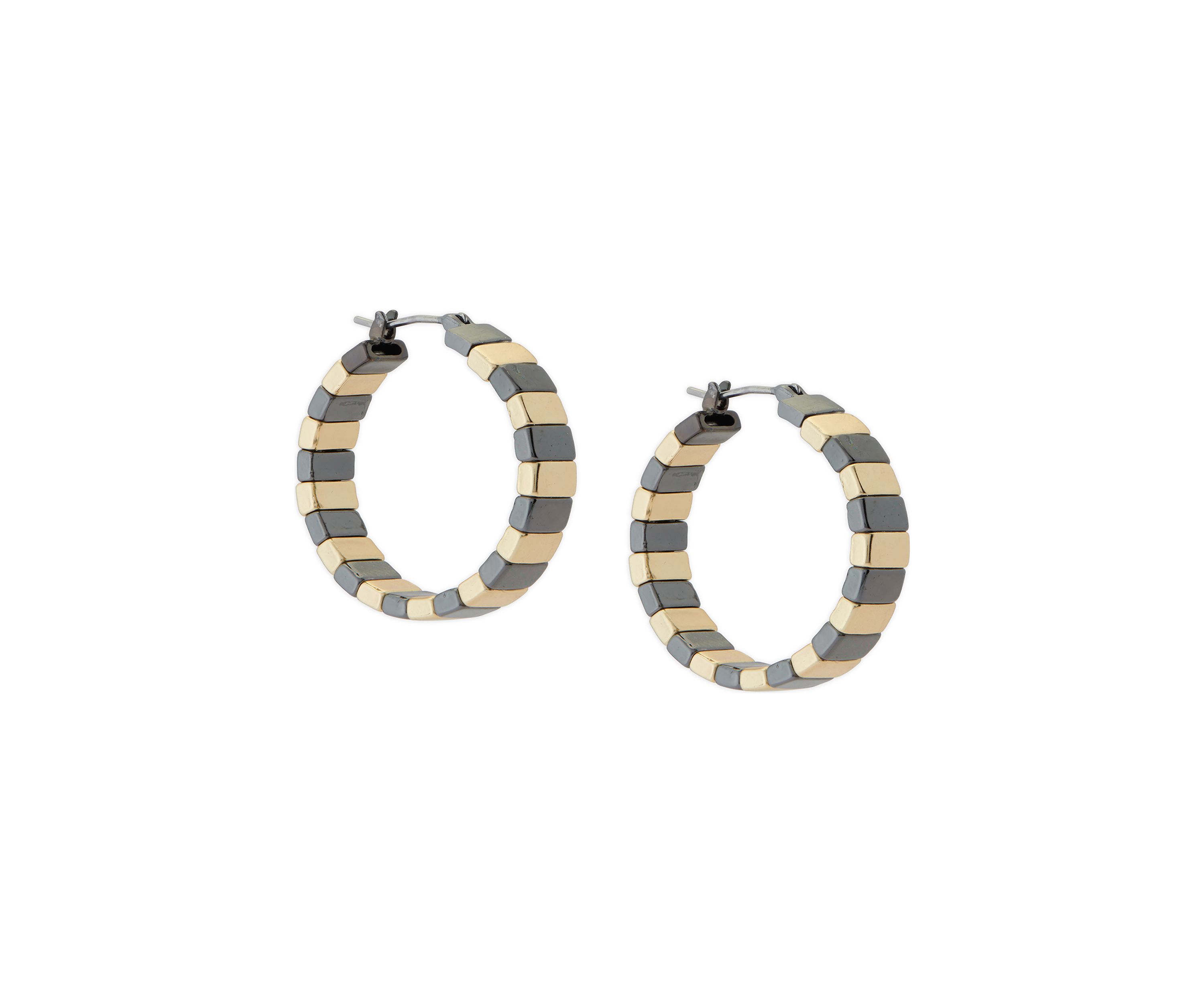 Chunky Two Tone Bar Hoop Earrings