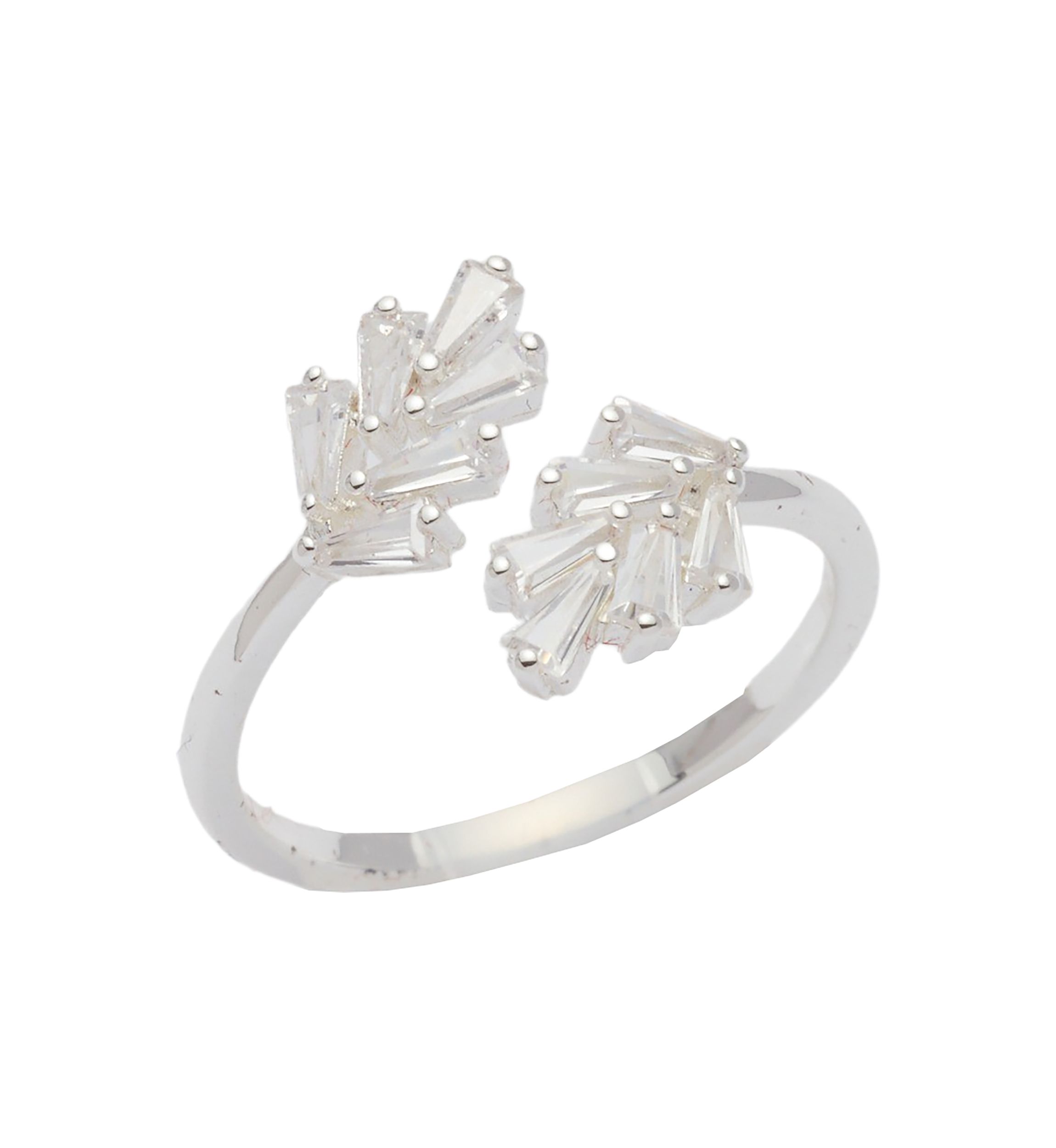 Lab Created Cubic Zirconia Leaf Wrap Ring - Boxed