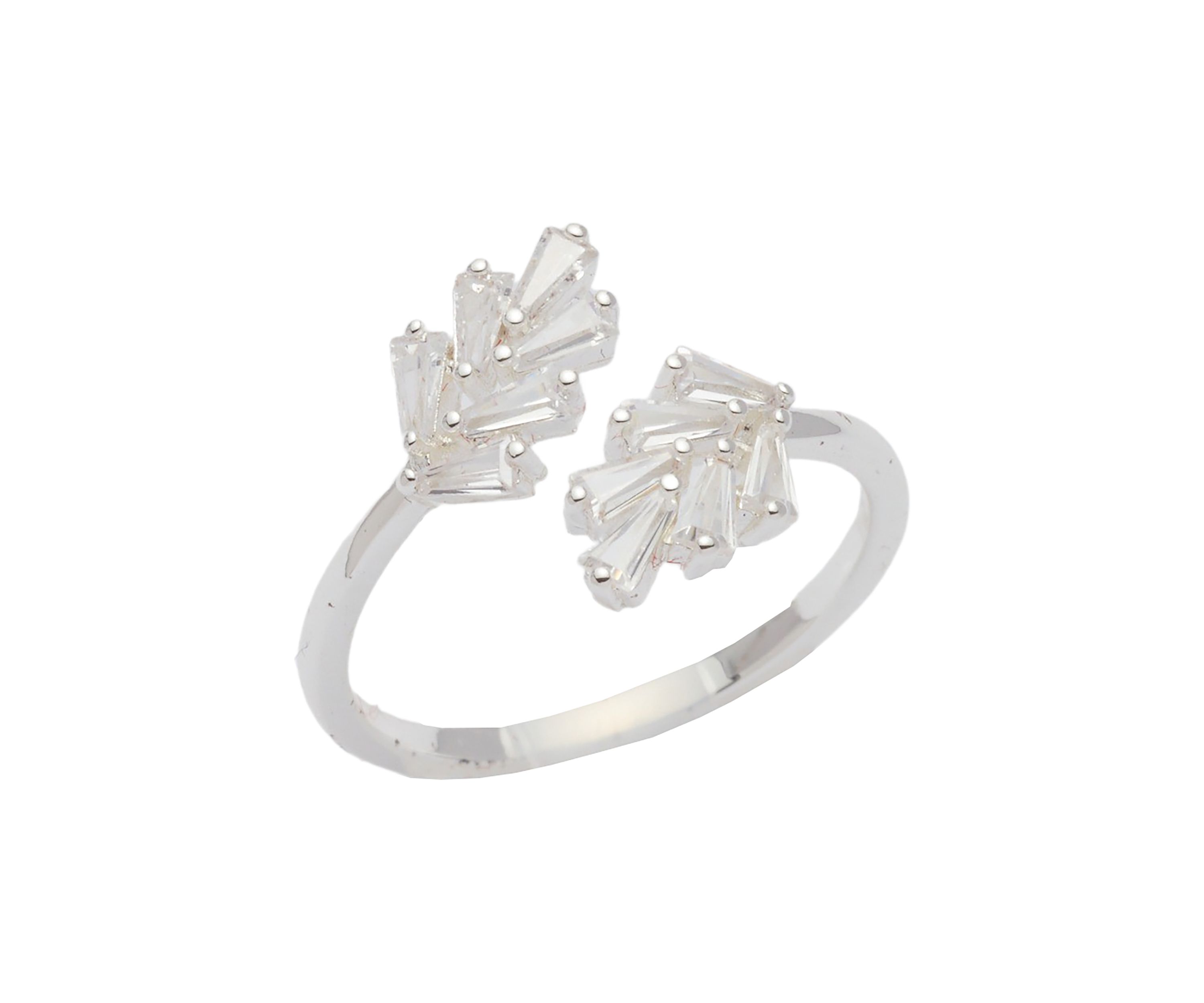 Lab Created Cubic Zirconia Leaf Wrap Ring - Boxed